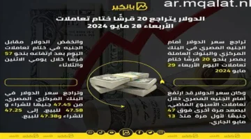 تراجع 20 قرشاً.. سعر الدولار أمام الجنيه في منتصف تعاملات الإثنين بمصر